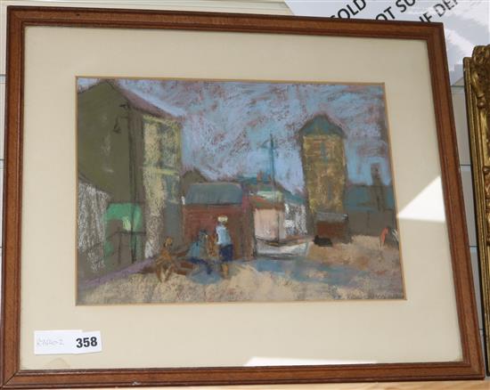 Stuart Somerville, pastel, street scene, signed, 27 x 37cm